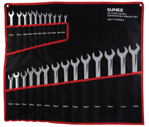 25 Pc. Ensemble métrique de clé de combinaison V-Groove polonaise complète