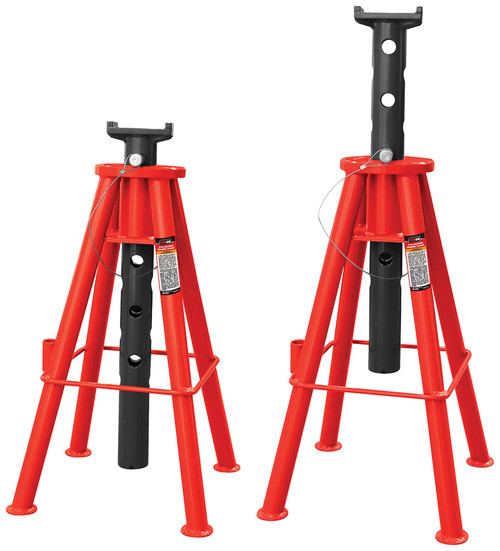 PG227  -  10-TON PAIR OF PIN-STYLE JACK STANDS, 27-9/16" TO 46-7/8"