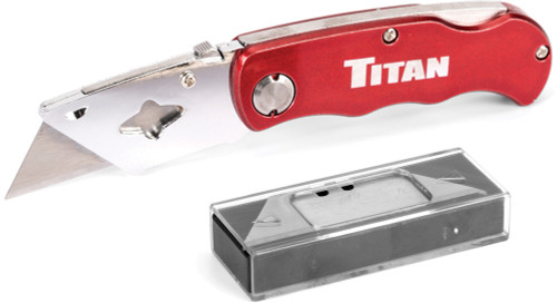 PG120 - FOLDING UTILITY KNIFE W/ 5 EXTRA BLADES, RED