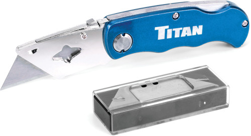 PG126 - FOLDING UTILITY KNIFE W/ 5 EXTRA BLADES, BLUE