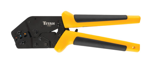 Offset Fixed Jaw Ratcheting Terminal Crimper