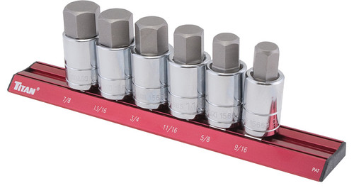 PG153 - 6 PC. ENSEMBLE DE SOCKETS HEXADÉCIMAUX SAE DE GRANDE TAILLE