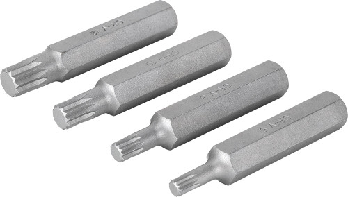 PG176 - 4-PC 1/2" DRIVE XZN TRIPLE SQUARE BIT SET, 75MM LONG, M6, M8, M10 & M12