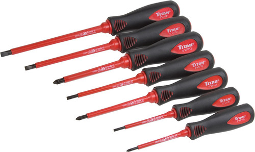 7-PC INSULATED SCREWDRIVER SET WITH MAGNETIC TIPS, PHILLIPS #0, #1, #2 & SLOTTED 1/8", 5/32", 7/32", 1/4"