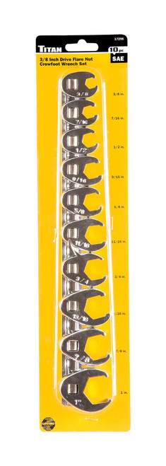 10 pc. 3/8in. Dr SAE Flare Nut Crowsfoot Wrench Set