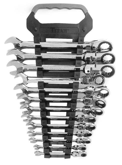 13 pc. Ensemble de clés combinées à cliquet de tête flexible SAE de 12 pts