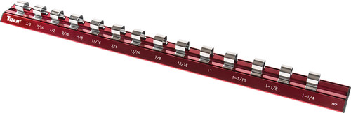 PG222 - 14-SLOT RED MAGNETIC SOCKET RAIL, 1/2" DRIVE, 3/8" - 1-1/4"