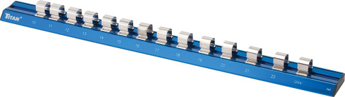 PG215 - 14-SLOT BLUE MAGNETIC SOCKET RAIL, 1/2" DRIVE, 10MM - 22MM, U-JOINT