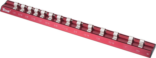 PG220 - RAIL DE DOUILLE MAGNÉTIQUE ROUGE À 14 FENTES, PRISE 3/8", 1/4 » - 1 », U-JOINT