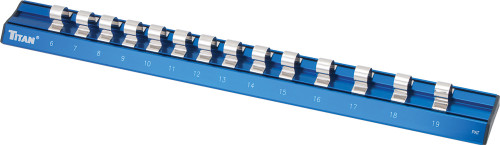 PG215 - RAIL DE DOUILLE MAGNÉTIQUE BLEU À 14 EMPLACEMENTS, PRISE 3/8", 4 mm - 19 mm