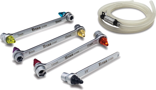 PG336 - KIT DE CLÉ À MOLETTE ET TUYAU DE PURGE DE FREIN EN 5 PIÈCES, 7 MM X 8 MM, 9 MM X 10 MM, 11 MM X 12 MM, 3/8"