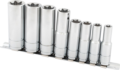 PG150 - 8-PC 3/8" & PRISE 1/2" JEU DE DOUILLE TORX® FEMELLE PROFONDE, E11 À E24