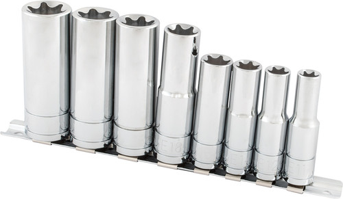 PG159 - 8-PC 3/8" & 1/2" DRIVE DEEP FEMALE TORX® SOCKET SET, E11 TO E24