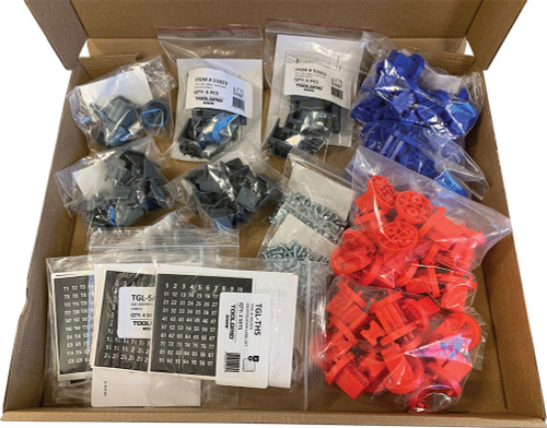 PG218 - PRISE 3/4" SOCKET ET CLIQUET ENSEMBLE, 98 SUPPORTS ET 100 VIS (PLANCHE ET OUTILS NON INCLUS)