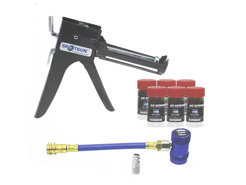 Kit de système Spotgun™ Jr. (Single-Shot) : système d’injection, cartouches A / C ExtenDye 6x, adaptateur R-1234YF inclus.