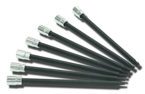 Ball Torx Extra Long Set, 7 pièces T10 à travers T40 Torx, 6 " de long, 1/4 " lecteur carré