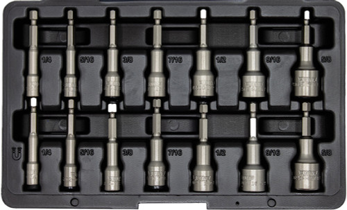 PG168 - 12-PC SAE NUT SETTER KIT, HOLLOW & MAGNETIC, 1/4"-9/16"