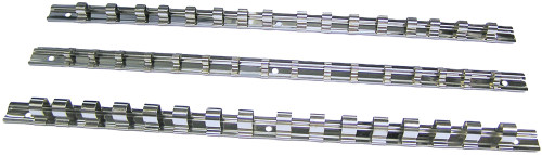 PG205 - ENSEMBLE DE RAILS DE DOUILLE, 1/4 », 3/8 », 1/2 », 16 CLIPS DE CHAQUE TAILLE