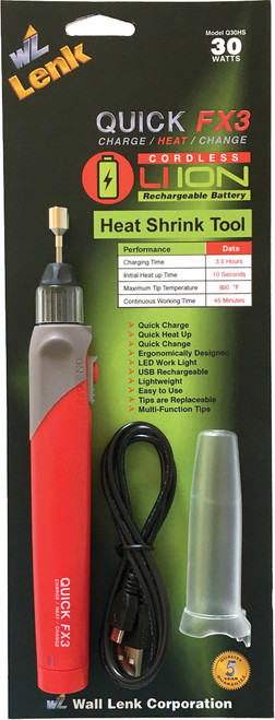 PG331 - QUICK FX3 CORDLESS RECHARGEABLE LI-ION 30 WATT HEAT SHRINK TOOL