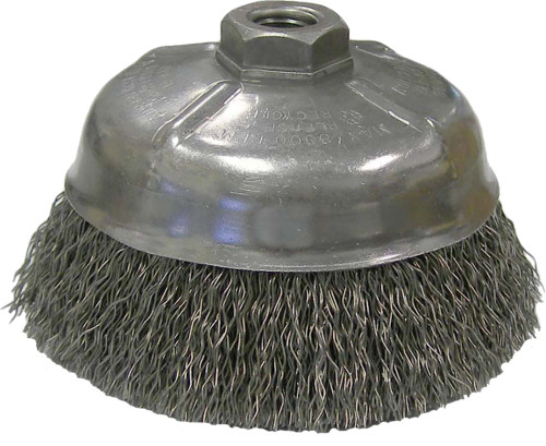 PG100  -  5" CRIMPED WIRE CUP BRUSH, .014" STEEL FILL, 5/8"-11 UNC NUT - SAME AS ANDERSON 10275