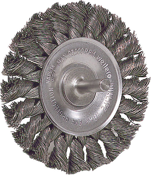 PG113 - 3-1/4" STEM-MOUNTED KNOT WIRE WHEEL, .020" STEEL FILL, 1/4" STEM - SAME AS ANDERSON 13652