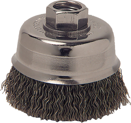 PG112 - WOLVERINE 3" CRIMPED WIRE CUP BRUSH, .014" STEEL FILL, 5/8"-11 UNC NUT - SAME AS ANDERSON 10175 PG112 - WOLVERINE 3" CRIMPED WIRE CUP BRUSH, .014" STEEL FILL, 5/8"-11 UNC NUT - SAME AS ANDERSON 10175