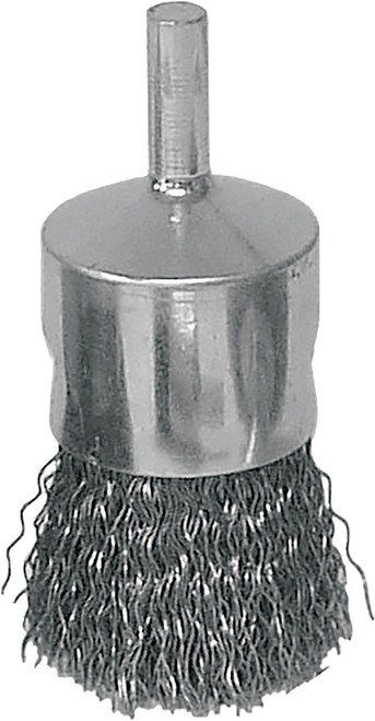 PG99 - WOLVERINE 3/4" CRIMPED WIRE END BRUSH, .014" STEEL FILL, 1/4" STEM