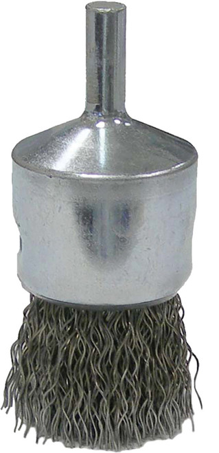 PG113 - WOLVERINE 1" CRIMPED WIRE END BRUSH, .014" STEEL FILL, 1/4" STEM
