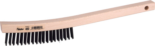 PG101 - HAND WIRE SCRATCH BRUSH, .012 STEEL FILL, CURVED HANDLE, 3 X 19 ROWS