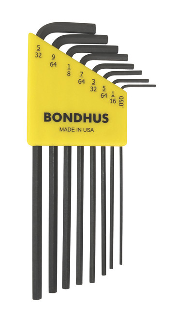 BONDHUS 9PC .050-5/32  LONG HEX L-WRENCH SET