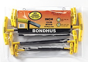 BONDHUS 10PC (3/32 - 3/8) BPT T-HANDLE SET