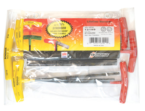 BONDHUS 9PC BALL/HEX T-HANDLE SET (1/8-5/16" 3 - 6MM)