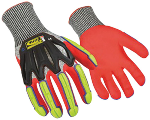 R-FLEX NITRILE HALF-DIP HIGH-VIS IMPACT WORK GLOVES - LARGE