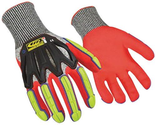GANTS DE TRAVAIL À IMPACT HAUTE VISIBILITÉ EN NITRILE RÉSISTANTS À LA COUPE, RÉSISTANTS À LA COUPE, COMPATIBLES ÉCRAN TACTILE - 2XL
