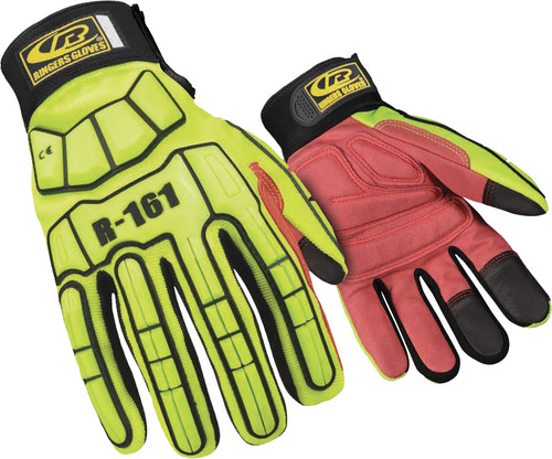 SUPERHERO HIGH-VIS SYNTHETIC LEATHER IMPACT-RESISTANT WORK GLOVES - 2XL