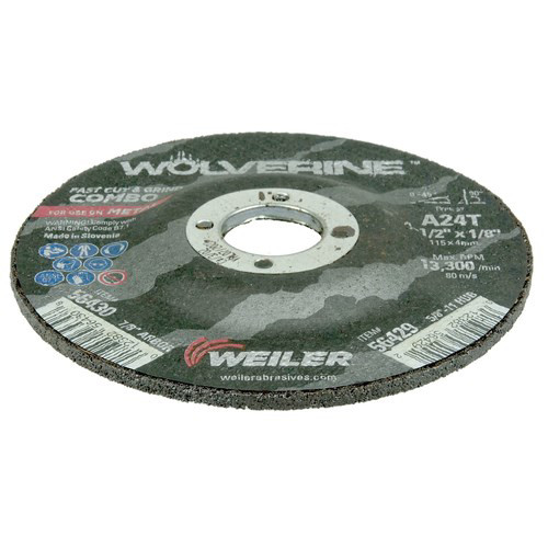 WEI56430 (BOX OF 25) 4.5X1/8 WOLV TYPE 27 CUT/GRIND COMB WHEEL A24T 7/8" ARB