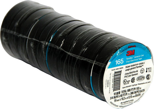 PG290 - 3M™ TEMFLEX™ GENERAL USE VINYL ELECTRICAL TAPE, BLACK, 3/4" X 60 FT., 6 MIL, PACK OF 10
