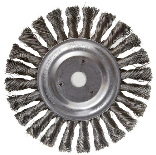 6" STANDARD TWIST KNOT WIRE WHEEL, .014" STEEL FILL, 5/8"-1/2" ARBOR HOLE