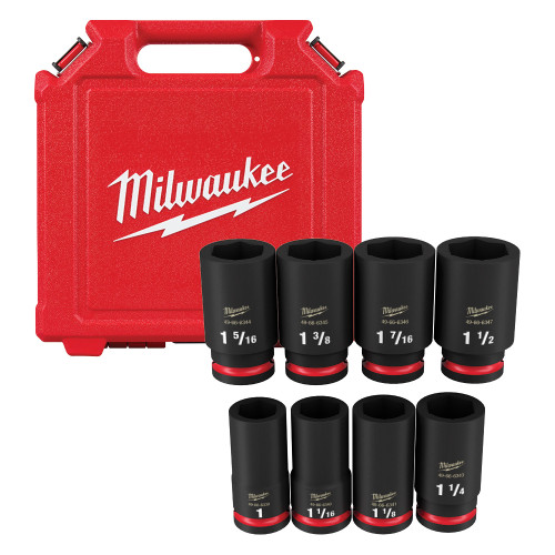 8-PC /4" DRIVE, 6 PT. SAE DEEP IMPACT SOCKET SET, 1" – 1-1/2"