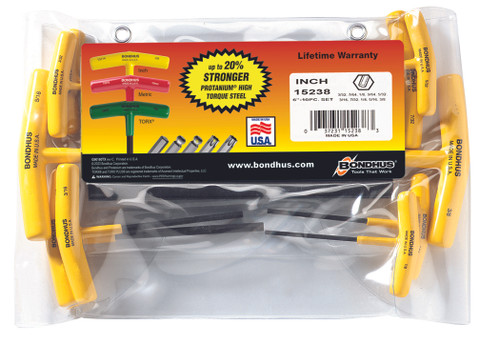 BONDHUS 10PC (3/32 - 3/8) 6" T-HANDLE SET