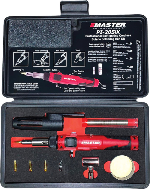 PROFESSIONAL BUTANE-POWERED SOLDERING IRON, FLAMESLESS HEAT TOOL & TORCH KIT, 680°F-820°F