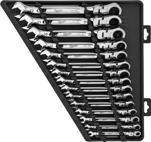 PG159 - 15 PIÈCES CLÉ COMBINÉE À CLIQUET MÉTRIQUE À TÊTE FLEXIBLE, 8MM-22MM