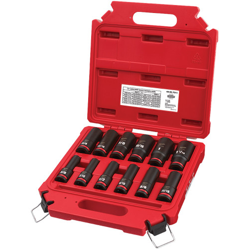 PG136 - 12-PC PRISE 1/2", 6 PT. ENSEMBLE DE DOUILLES À IMPACT PROFOND SAE, 3/8 » – 1-1/16 »