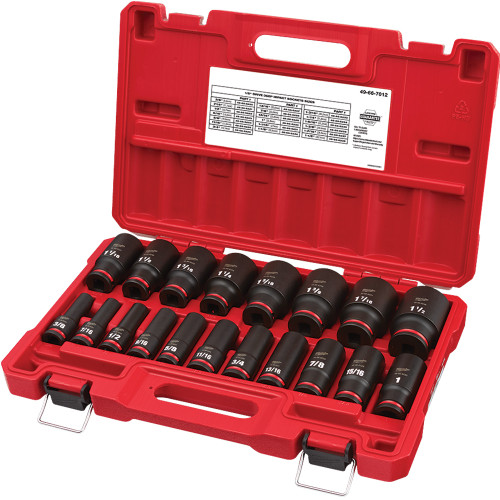 PG150 - 19-PC 1/2" DRIVE, 6 PT. SAE DEEP IMPACT SOCKET SET, 3/8" – 1-1/2"