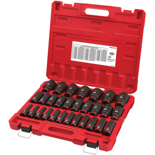 PG150 - 29-PC PRISE 1/2", ENSEMBLE DE DOUILLES À CHOCS MÉTRIQUES PROFONDES DE 6 PTS, 8 MM – 36 MM