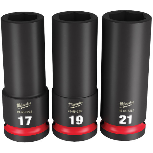 3-PC 1/2" DRIVE, 6 PT. DEEP IMPACT SOCKET SET, 17MM, 19MM, 21MM