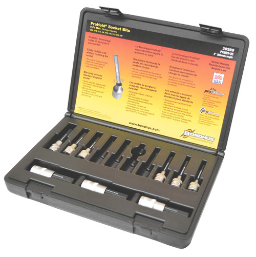BONDHUS 9PC 2" HEX BIT & SOCKET SET (4 - 17MM)