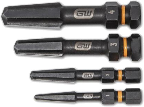 PG115 - 4-PC BOLT BITER SCREW EXTRACTOR SET, EXTRACTOR SIZES: 1, 2, 3, 4