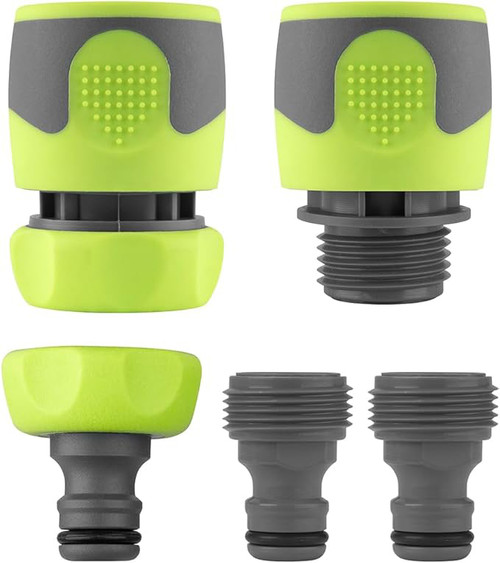 FLEXZILLA GARDEN HOSE QUICK-CONNECT FITTINGS, 5-PIECE COUPLER & PLUG KIT