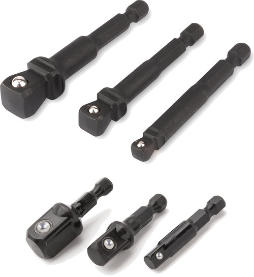 PG149 - 6-PC 1/4 », 3/8 », PRISE 1/2" ENSEMBLE D’ADAPTATEURS DE DOUILLE STUBBY AND WOBBLE, TIGE DE 1/4"